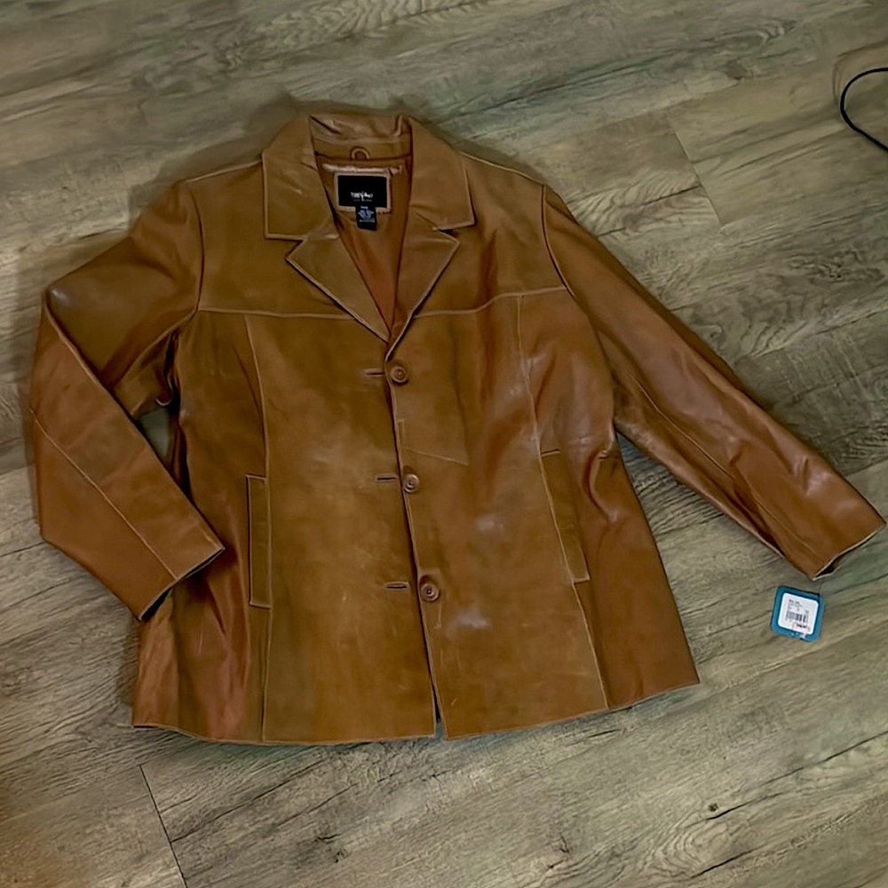 Massimo Tan Leather Jacket  Women’s Plus Size 20W NWOT